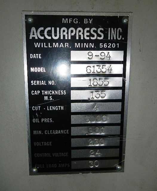 10 GA x 4' ACCURSHEAR ... SHEET METAL SHEAR